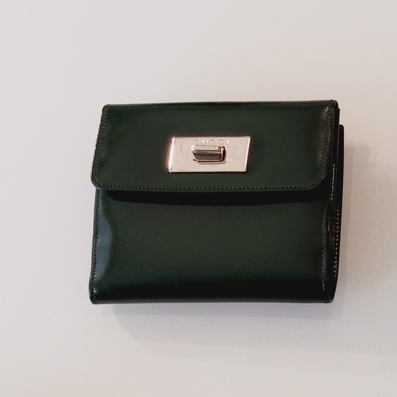 RARE GUCCI Vintage Dark Grn Wallet - Picture 4 of 10